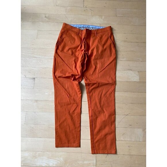 Sunwill orange pants men's sz 50 (34 waist) modern fit tailored chinos - Picture 1 of 4